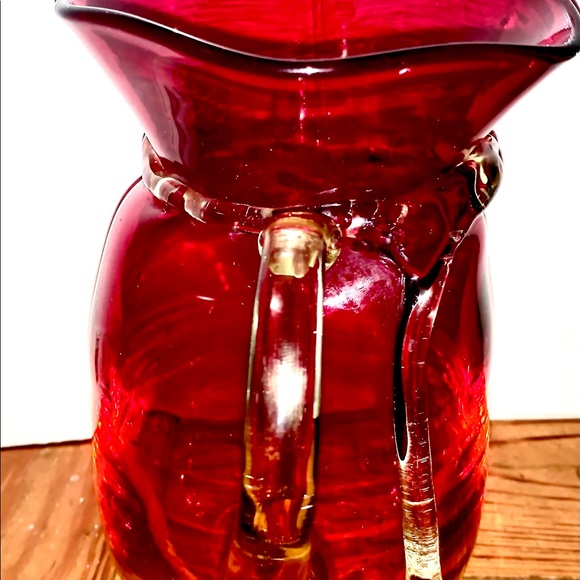 Red and Orange Blenko Art Hand blown Pitcher 1950’s - Picture 6 of 7